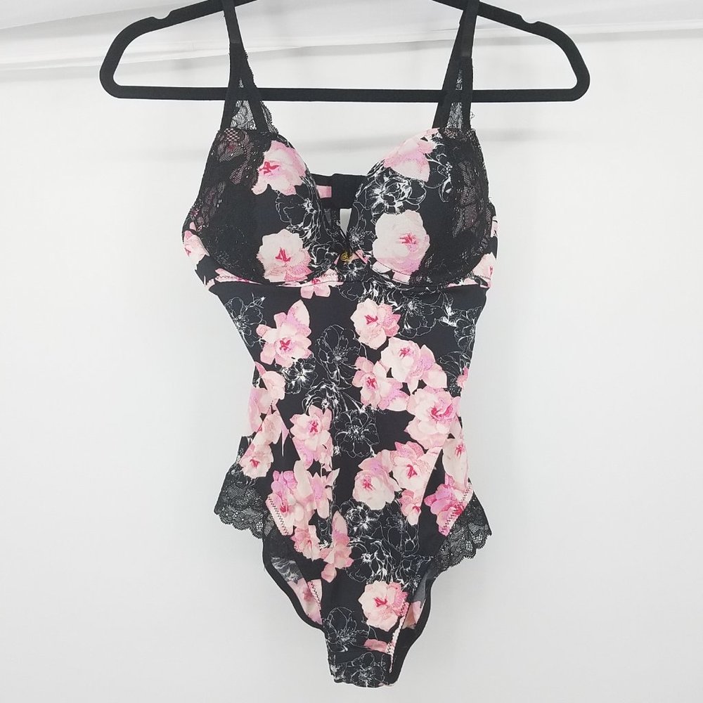 Jessica Simpson Black Floral Bodysuit